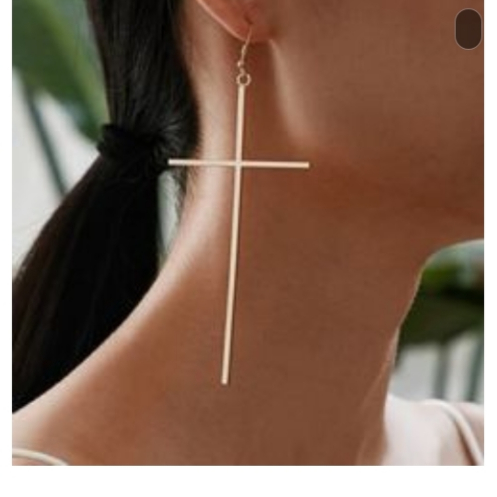 Large Trendy Cross Earrings 3"